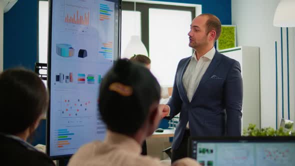 Professional Man Entrepreneur Planning New Project with His Coworkers