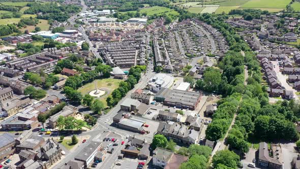 Aerial footage of the village of Cleckheaton in Yorkshire in the UK