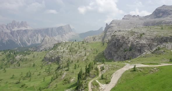 Aerial drone view of landscapes in the mountains.