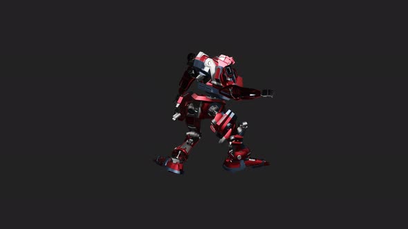 Red mecha in action in Idle Ninja style