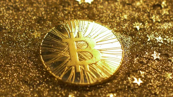 Macro Shining Coins Created As Virtual Cryptocurrency Bitcoin