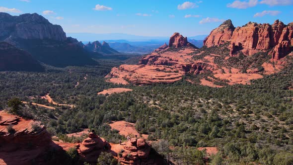 4K Aerial Drone View of Red Rocks Near Merry Go Round Rock Sedona Arizona