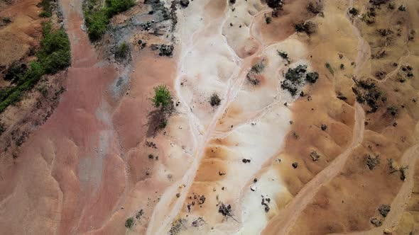 Aerial view red clay soil