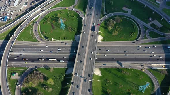 Freeway Intersection Traffic Trails in Moscow