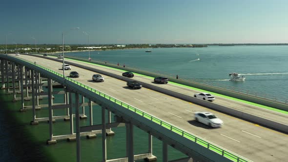 Rickenbacker Causeway Miami FL aerial drone video