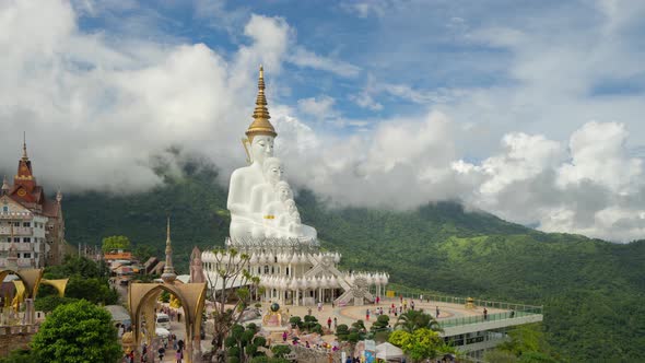 Time lapse of Wat Phra Thart Pha Sorn Kaew Statue temple,