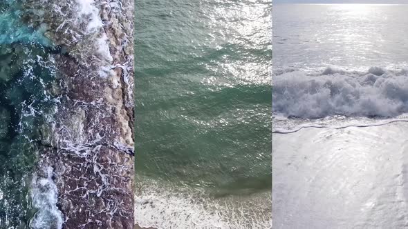 Three in One Vertical Video of the Sea Near the Shore