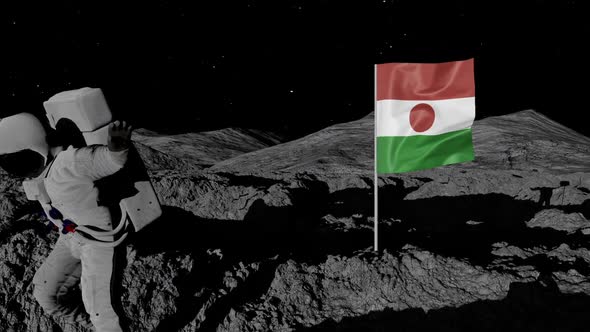 Astronaut Planting Niger Flag on the Moon