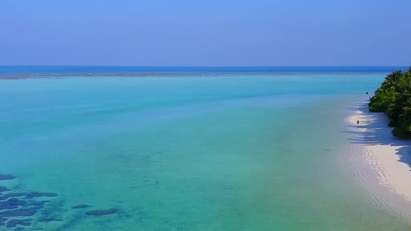 Aerial drone sky of sea view beach by blue ocean with sand background