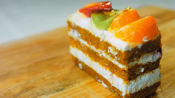 Fasting Cake with Tangerines Kiwi and Strawberry