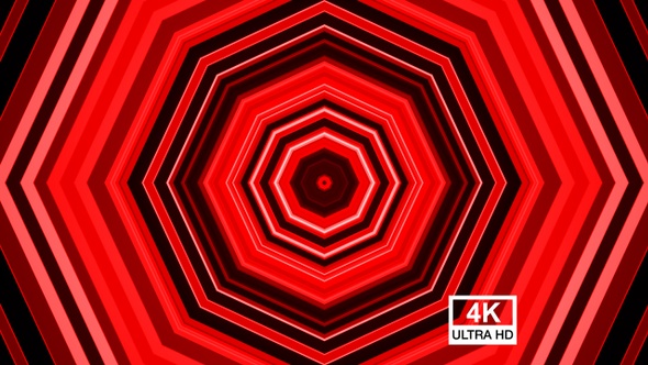 Red Octagonal Tunnel 4K