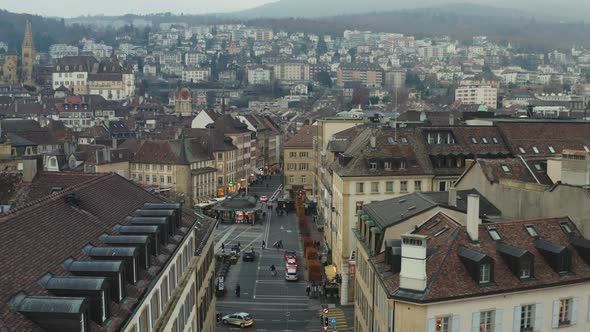 Top view of old town in Switzerland