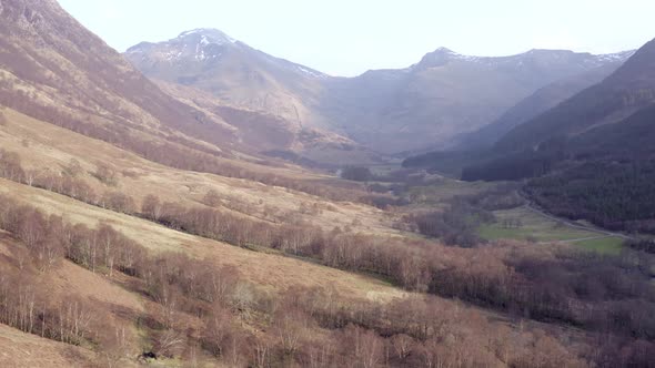 Typical Scottish Highlands Landscape Views with Mountains, Rivers and Forests