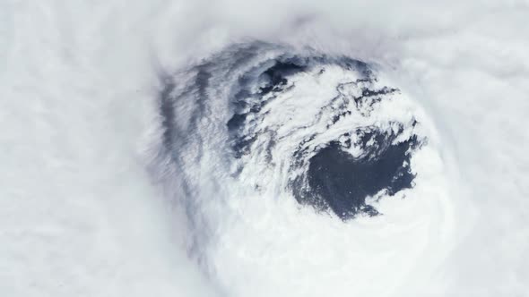 View from Space of the Eye of Hurricane in the Atlantic Ocean.