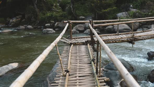 Bridge Front View River Rocky Shore