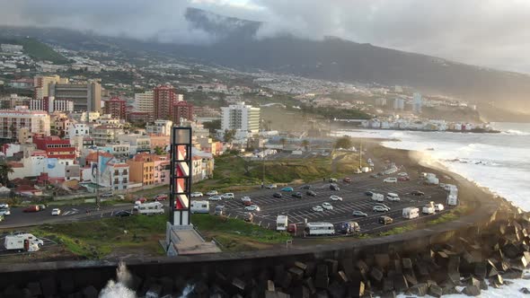 Aerial view of Puerto de la Cruz Lighthouse in Tenerife, Canary Islands, Spain