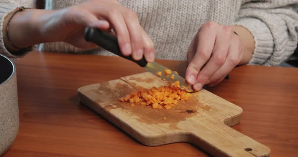Homemade Preparation of Chopped Carrots