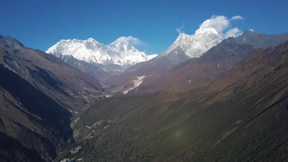 Everest Ama Dablam View. Aerial Footage