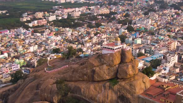 Rock fort in Trichy, India, 4k aerial footage