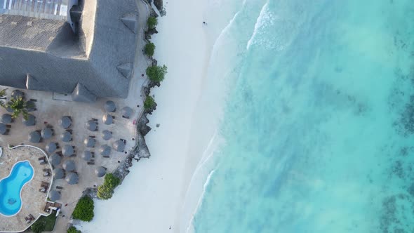 Aerial View of the Beach on Zanzibar Island Tanzania Slow Motion