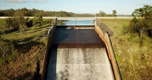 Aerial view of a dam.