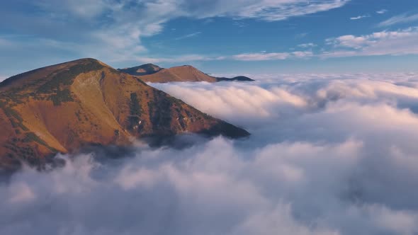 Aerial View of Foggy Mountains Autumn Nature