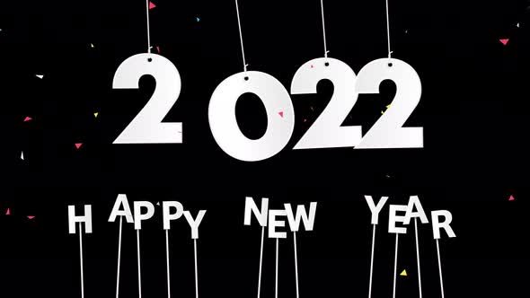 White 2022 happy new year texts on transparent background