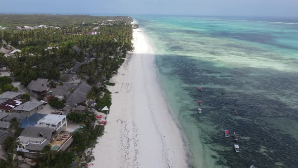 Aerial View of the Beach on Zanzibar Island Tanzania Slow Motion