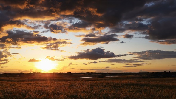 Sunset Timelapse Over the Farmer's Pasture