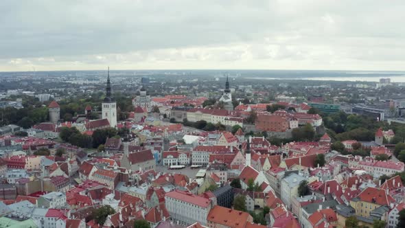 Aerial View The Historic Center of Tallinn