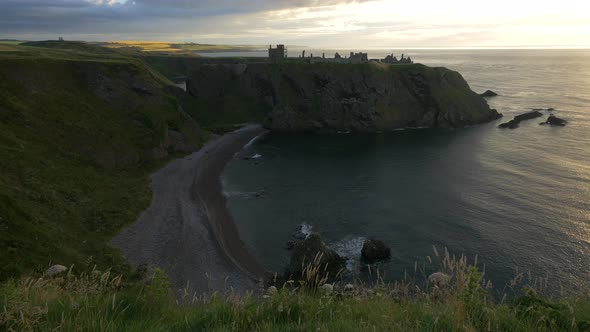 The Dunnottar Castle and a rocky shore