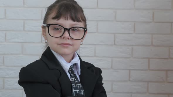 Child in business costume.