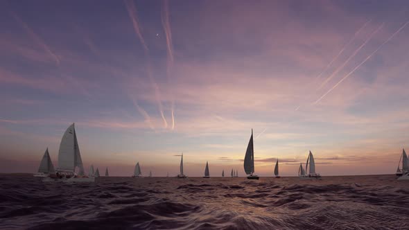 Passing Through Sailing Boats 4K