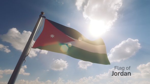 Jordan Flag on a Flagpole V2
