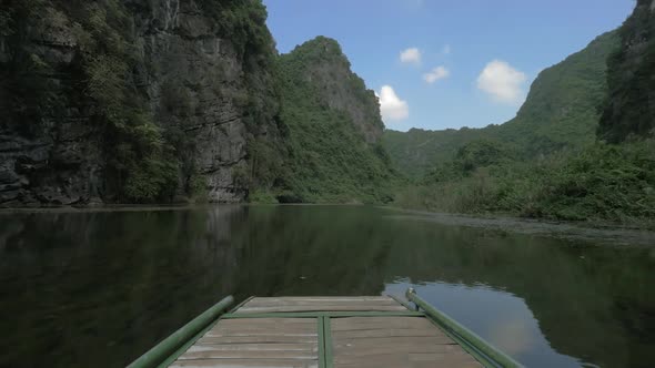 Water Scene with Limestone Mountains in Ha Long Bay, Vietnam