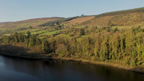 Aerial view over Irish landscape