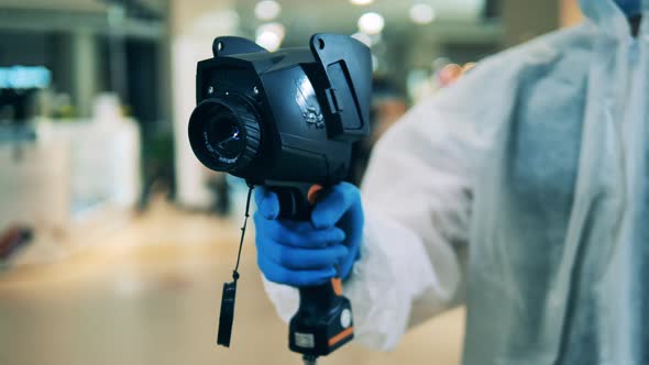 Infrared Camera in the Hands of a Medical Worker During Scanning