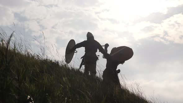 Viking killing man on the battlefield