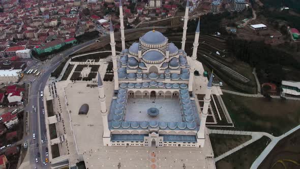 4K Aerial view of Camlica the biggest Mosque in Turkey Istanbul 8