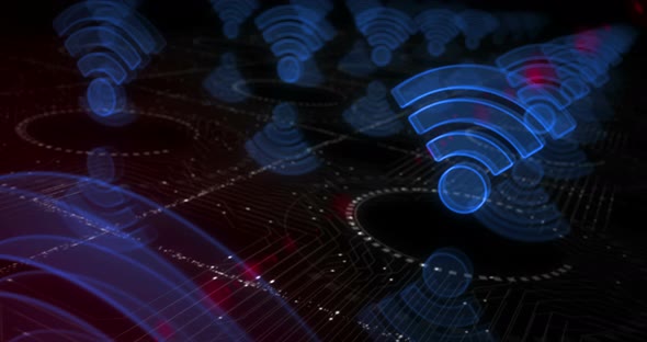 Wifi mobile network communication symbols loop cyber concept