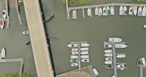 Beautiful Aerial View of on the Boat Parking at the Yacht Club with Sailing and Moored Yachts the