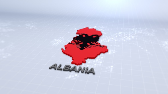 Lbania Map With Flag
