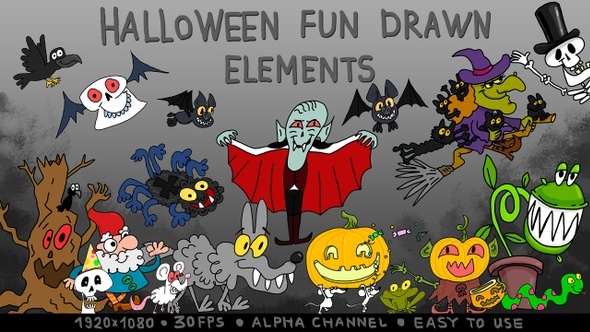 Halloween Fun Drawn Elements