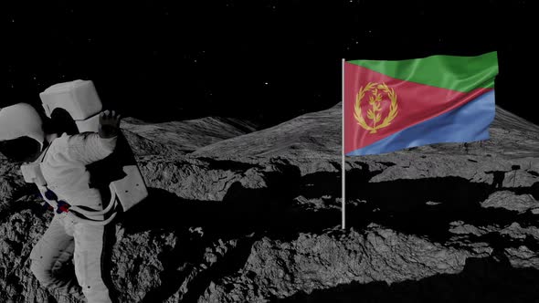 Astronaut Planting Eritrea Flag on the Moon