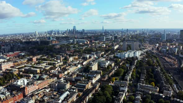 Panoramic Aerial Skyline View of Bank and Financial District of London