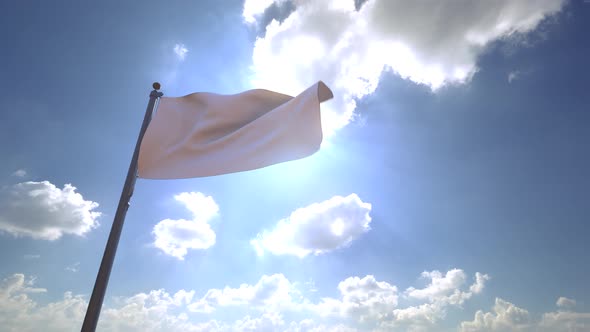 White Flag on a Flagpole V4 - 4K