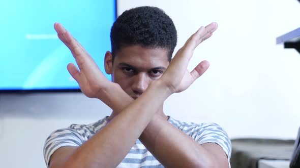 Rejecting, Gesture of No by Young Black Man