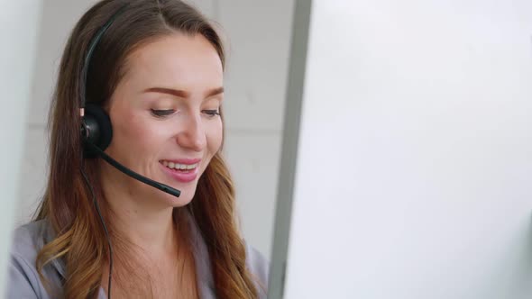 Business People Wearing Headset Working in Office