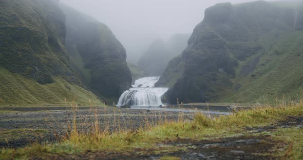 Icelandic Waterfall Stjornarfoss Near Kirkjubaejarklaustur