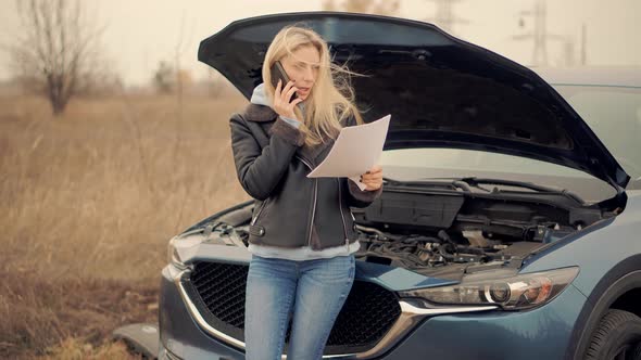 Car Insurance Broken Car. Auto Insurance Document.Call To Support Towing Broken Car.